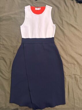 A.L.C. Colorblock Midi Dress in White, Navy & Red
